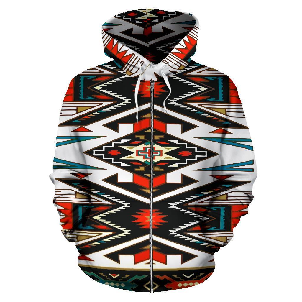 Tribal Pattern Colorful Native American Design 3D Zipper Hoodies LT10