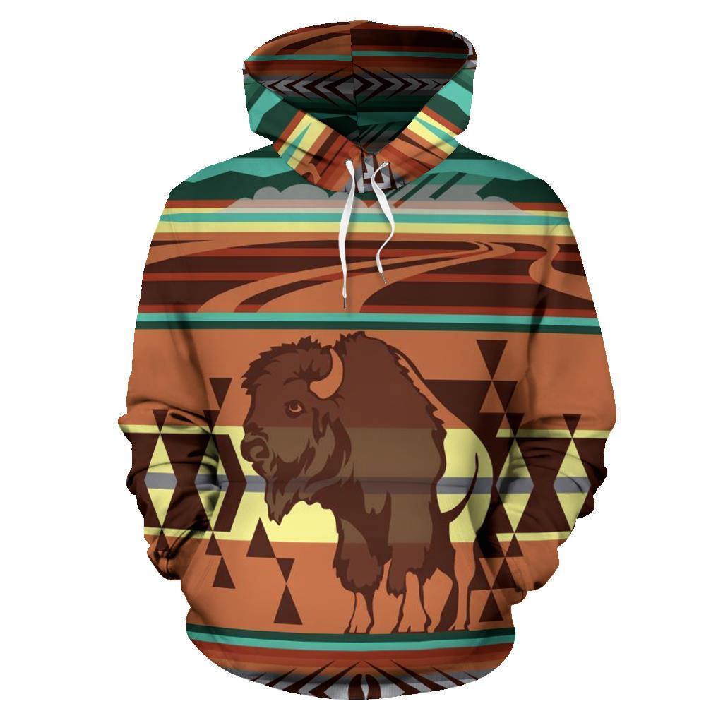 Native Bison Buffalo Native American All Over Hoodie LT10