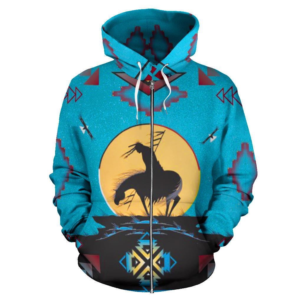 Trail Of Tear Native American Design 3D Blue Zipper Hoodie LT10