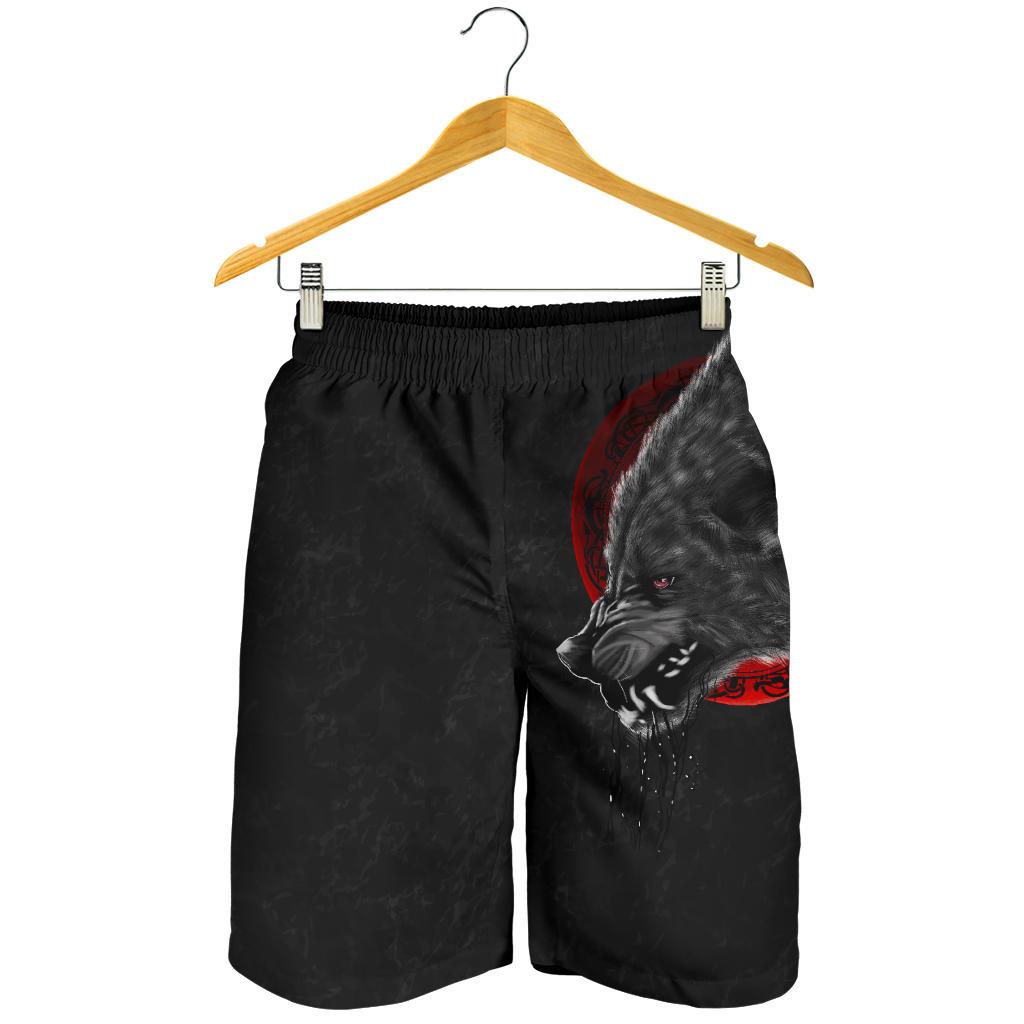 Viking Men's Shorts Wolf and Blood Moon RLT12