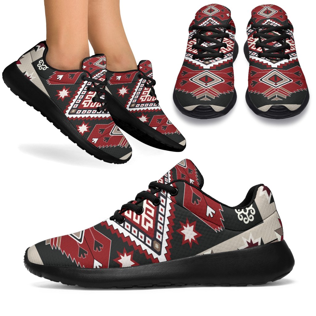 Ethnic Tribal Red Brown Pattern Native American Sport Sneakers LT10