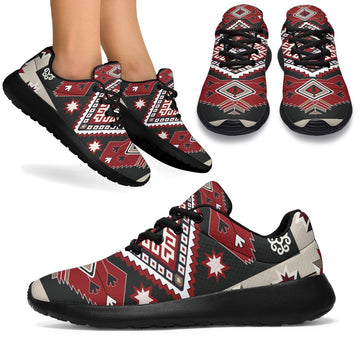 Ethnic Tribal Red Brown Pattern Native American Sport Sneakers LT10