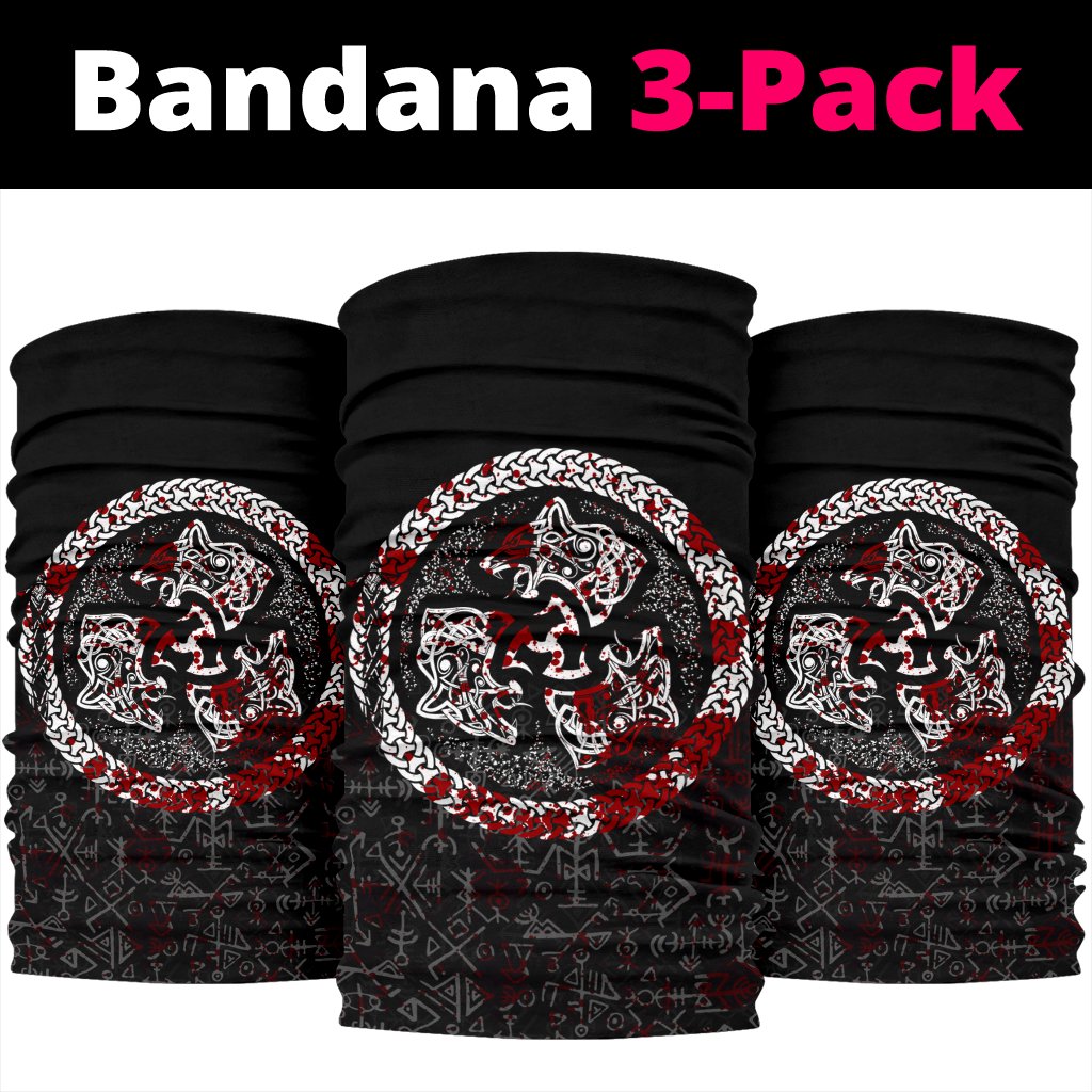 Viking Bandana 3 Pack Fierce Blood Wolf Symbol Of A Viking Nordic RLT12