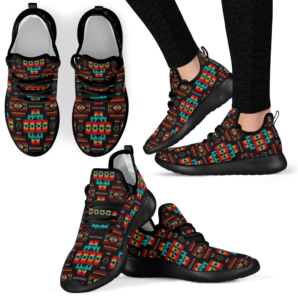 Black Native Tribes Pattern Native American Mesh Knit Sneakers LT10