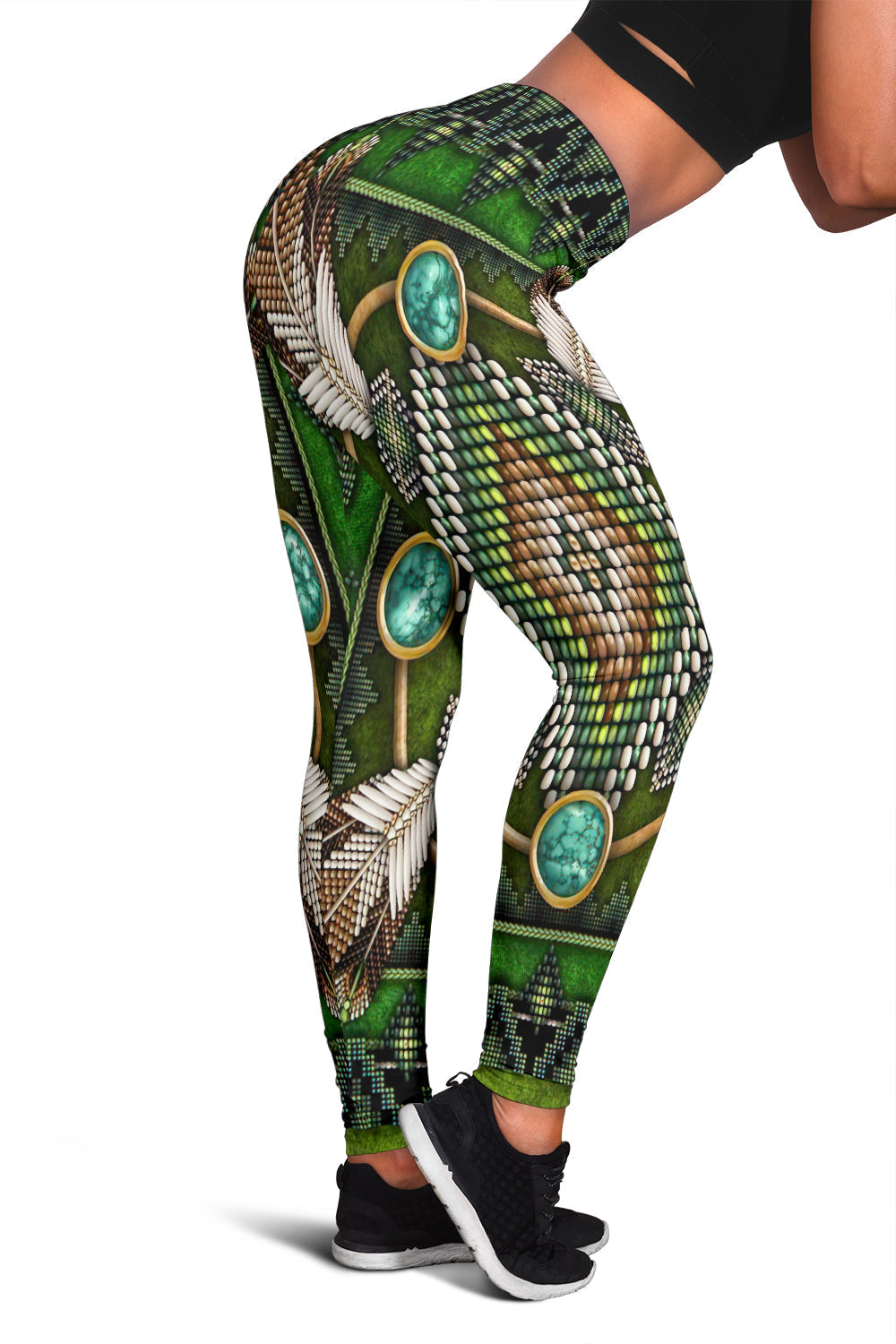 Naumaddic Arts Green Native American Leggings LT10
