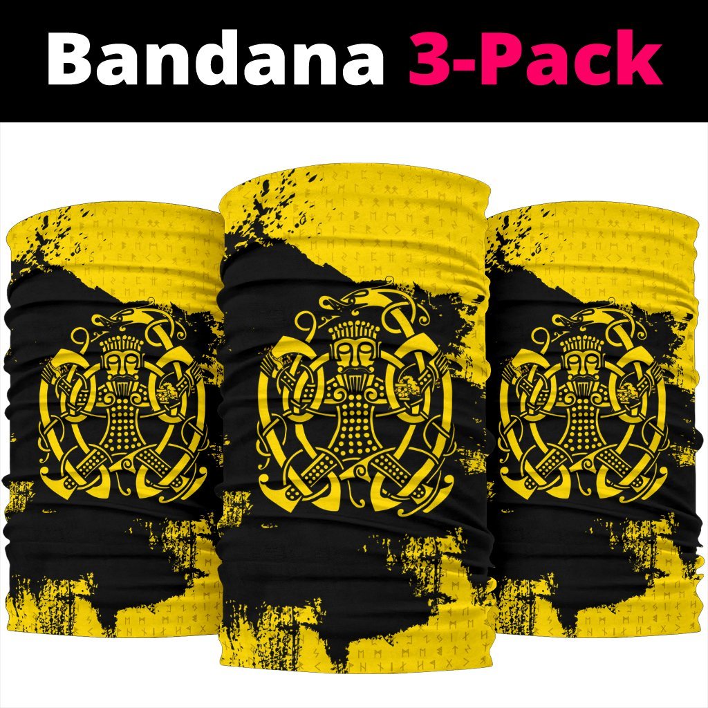 Viking Neck Gaiter 3 Pack, Loki Bound Triskele Rune Gold RLT12