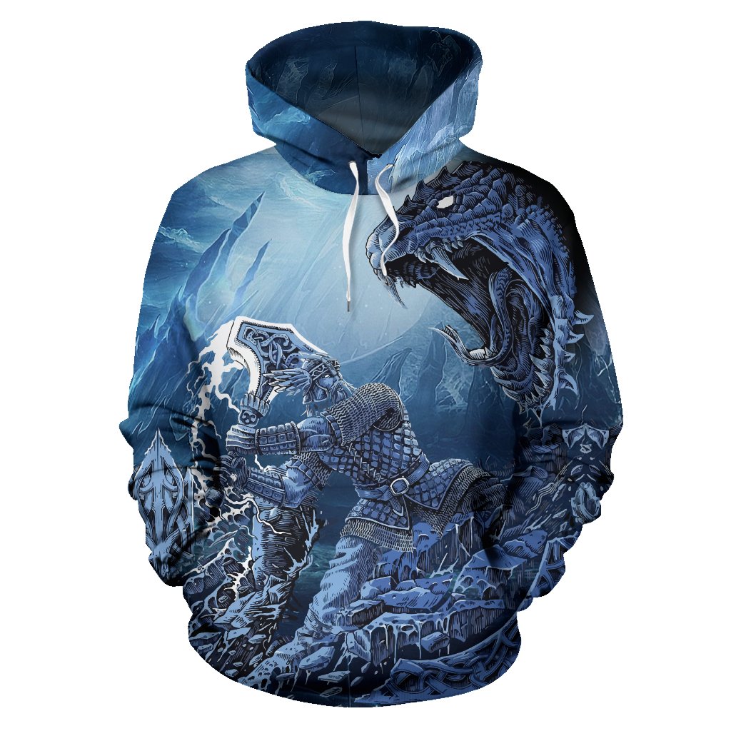 Viking Pullover Hoodie - Thor Vs Midgard Serpent RLT12