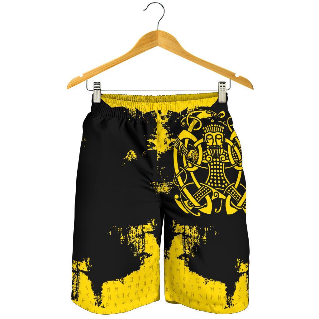Viking Men's Shorts, Loki Bound Triskele Rune Gold RLT12