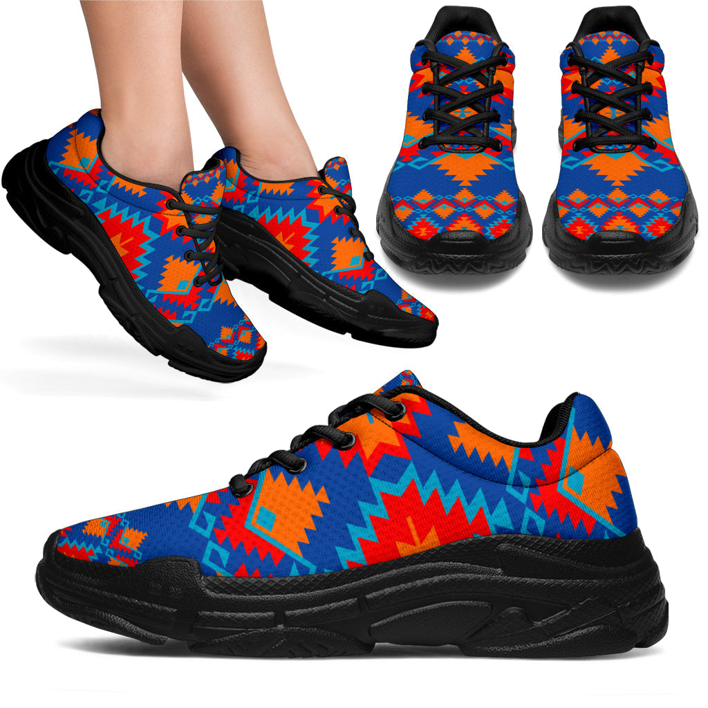 Native American Red and Yellow Geometric Chunky Sneakers LT10