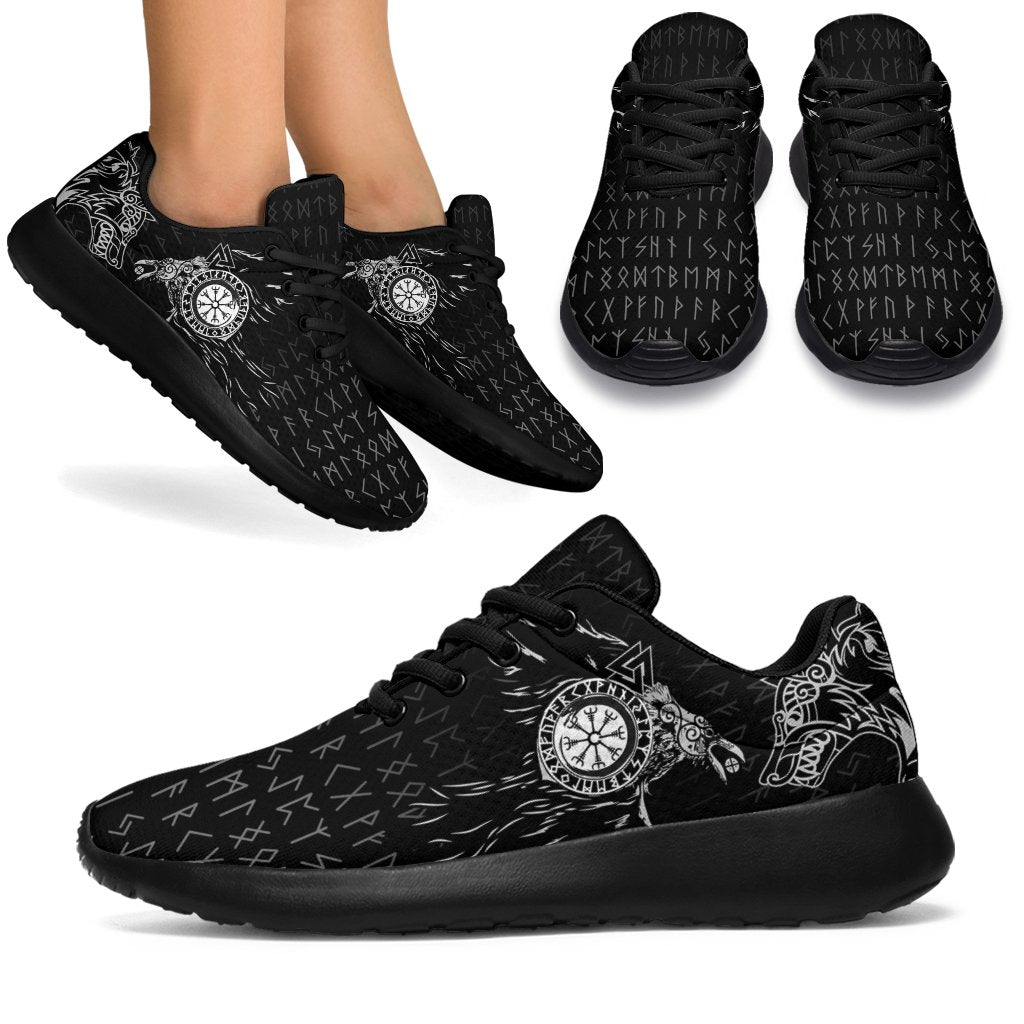 Viking Sport Sneakers - Raven and Wolf Special Tattoo RLT12