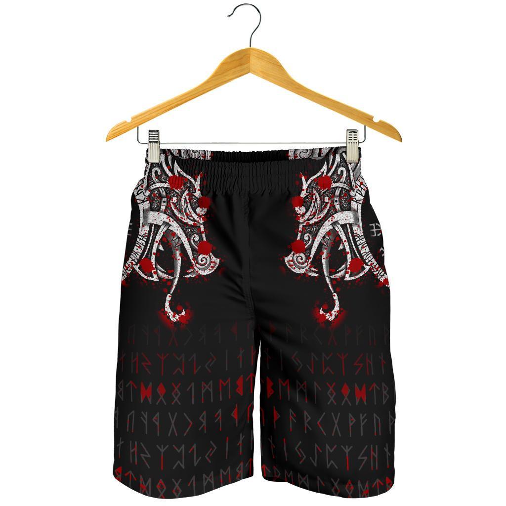 Viking All Over Print Men's Shorts, Dragon and Vegvisir Blood Tattoo RLT12