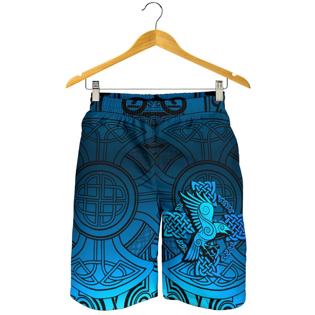 Viking Men's Shorts - Raven Odin Celtic Cyan RLT12