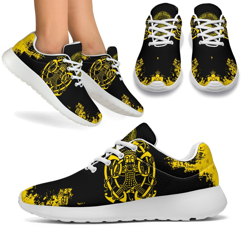 Viking Sporty Sneakers, Loki Bound Triskele Rune Gold RLT12