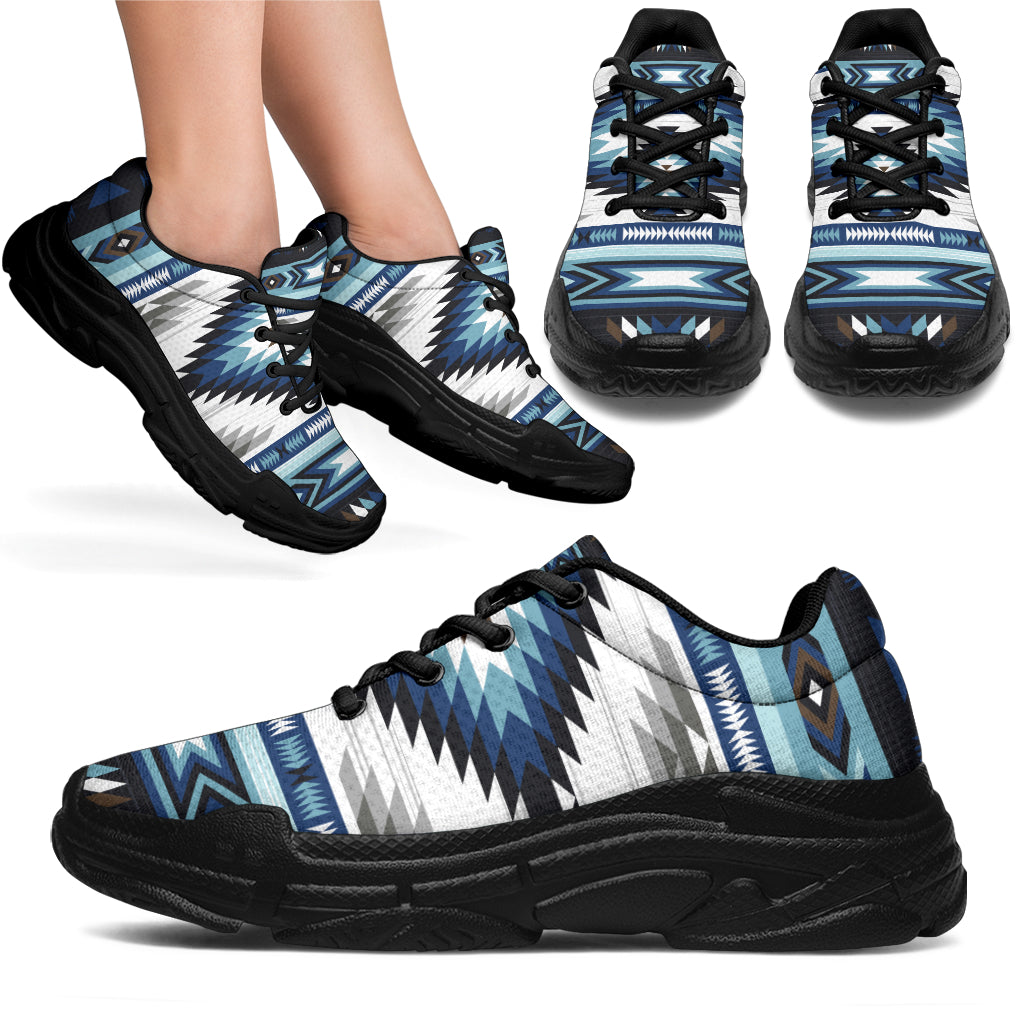 Native American Blue Colors Pattern Chunky Sneakers LT10