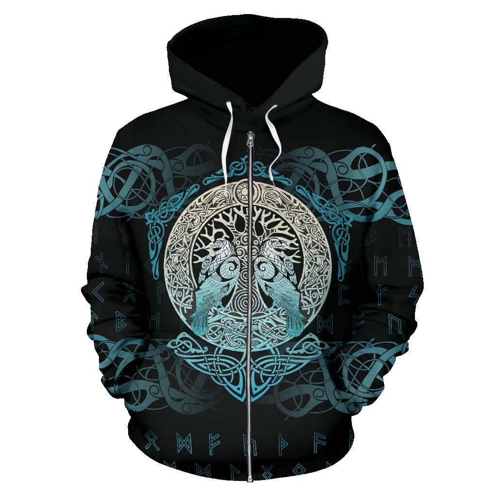 Viking Vikinghoodie Yggdrasil and Ravens Zip RLT12