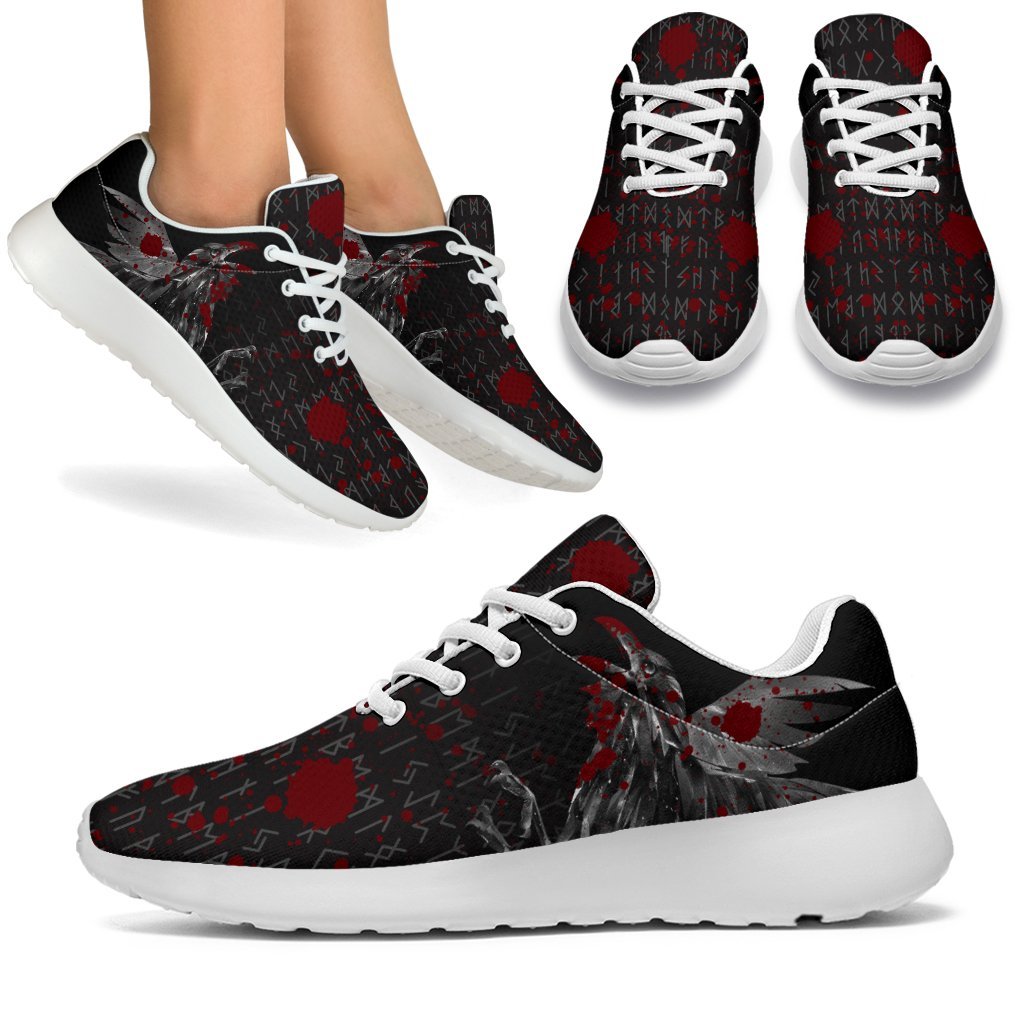 Viking Sporty Sneakers - Odin Huginn and Muninn Rune Blood RLT12