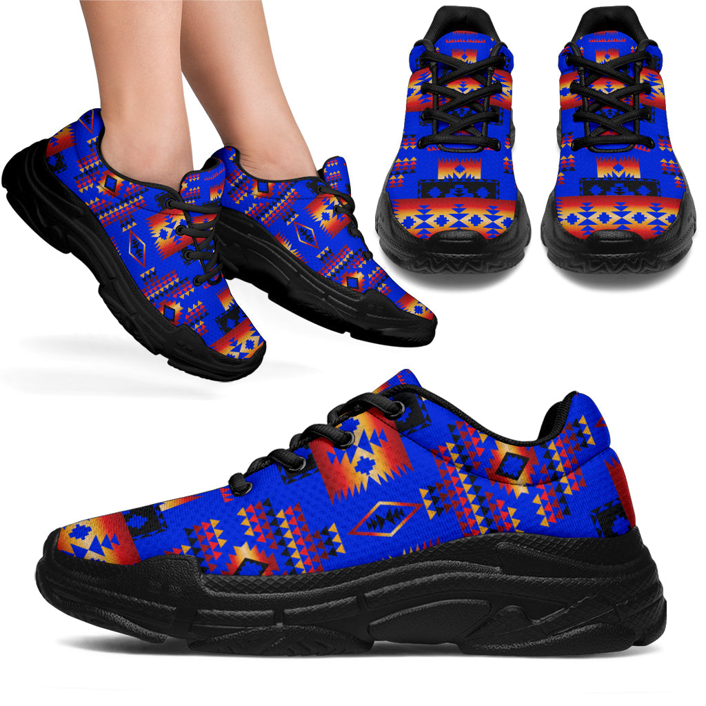 Dark Blue Native American Tribes Pattern Chunky Sneakers LT10