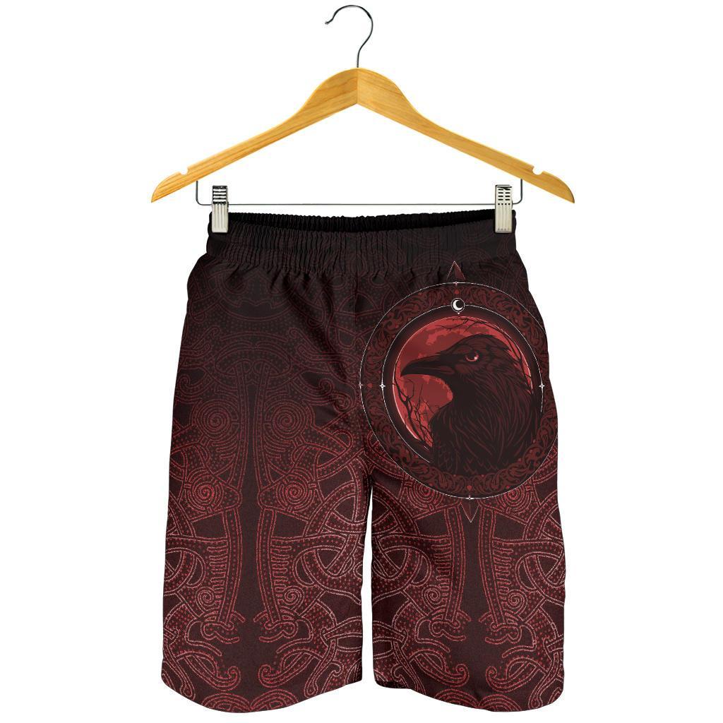 Viking Men's Shorts, Ethnic Odin Raven Red RLT12