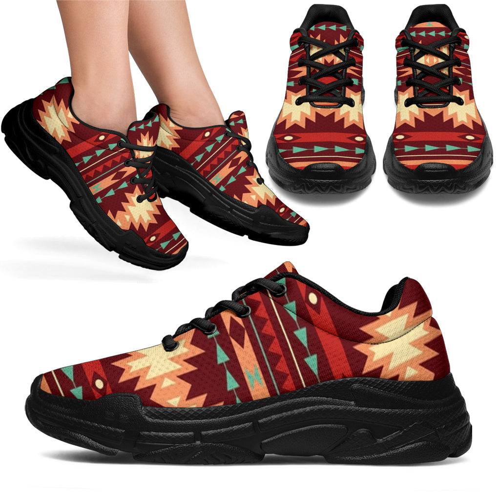 Native American Red Ethnic Pattern Chunky Sneakers LT10