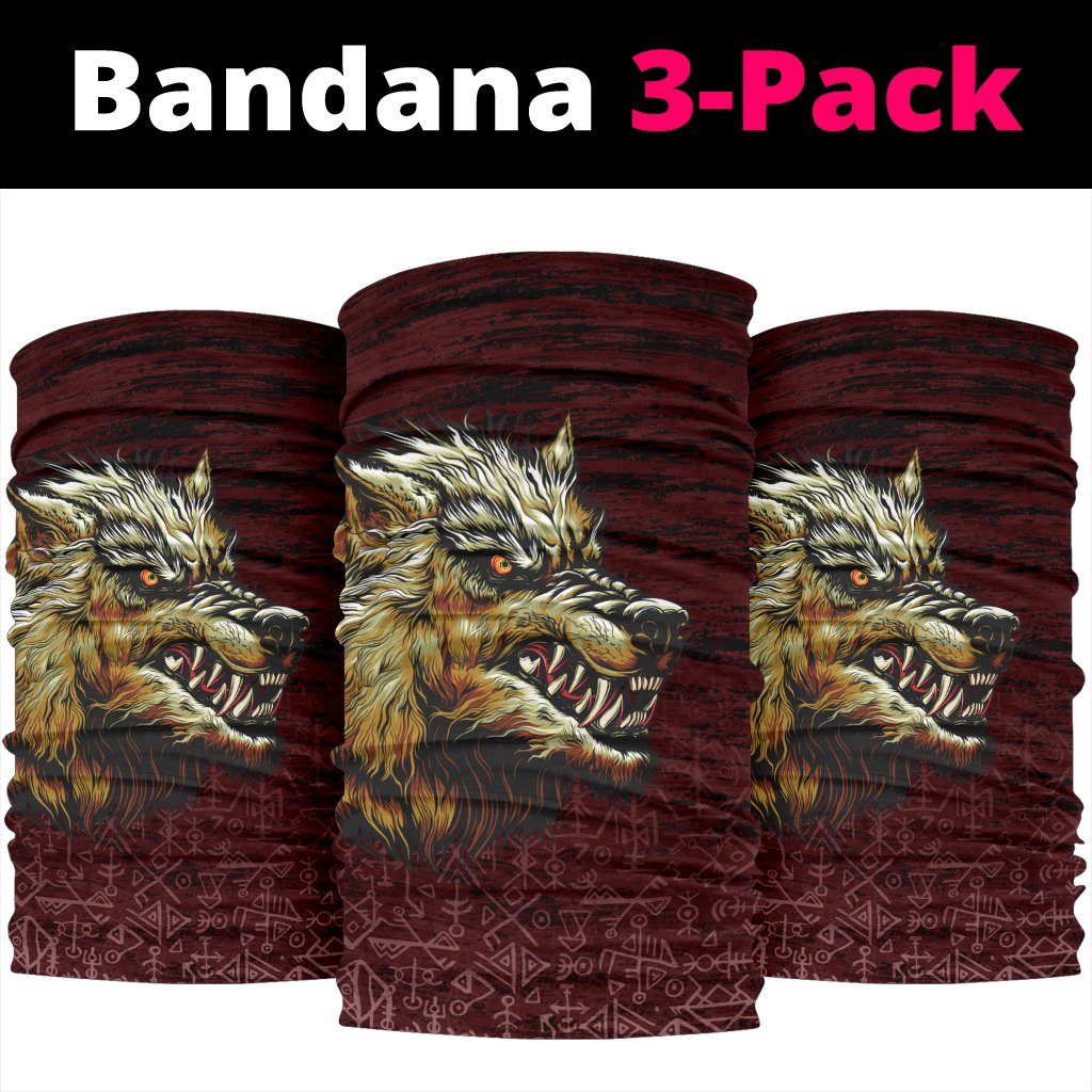 Viking Bandana 3 Pack Fenrir On The Blood Moon Background RLT12