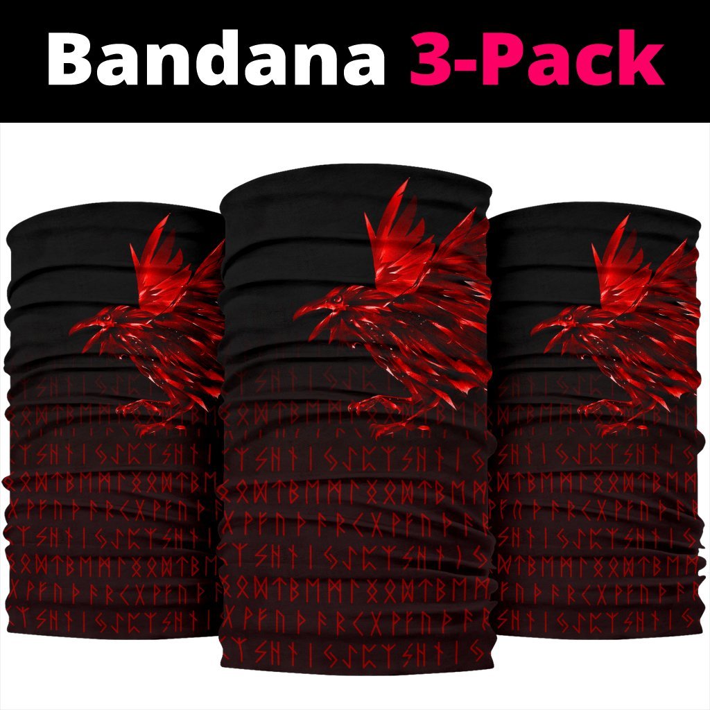 Viking Neck Gaiter - The Raven Of Odin Rune, Red RLT12