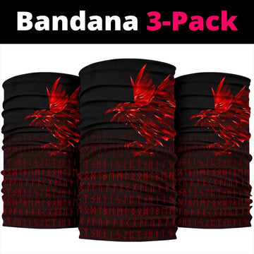 Viking Neck Gaiter - The Raven Of Odin Rune, Red RLT12