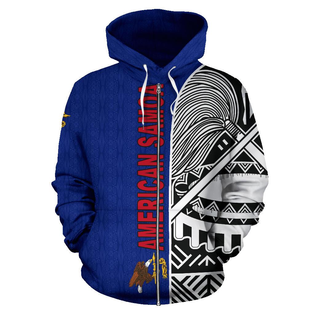 American Samoa All Over Zip Up Hoodie Polynesian Shoulder Style