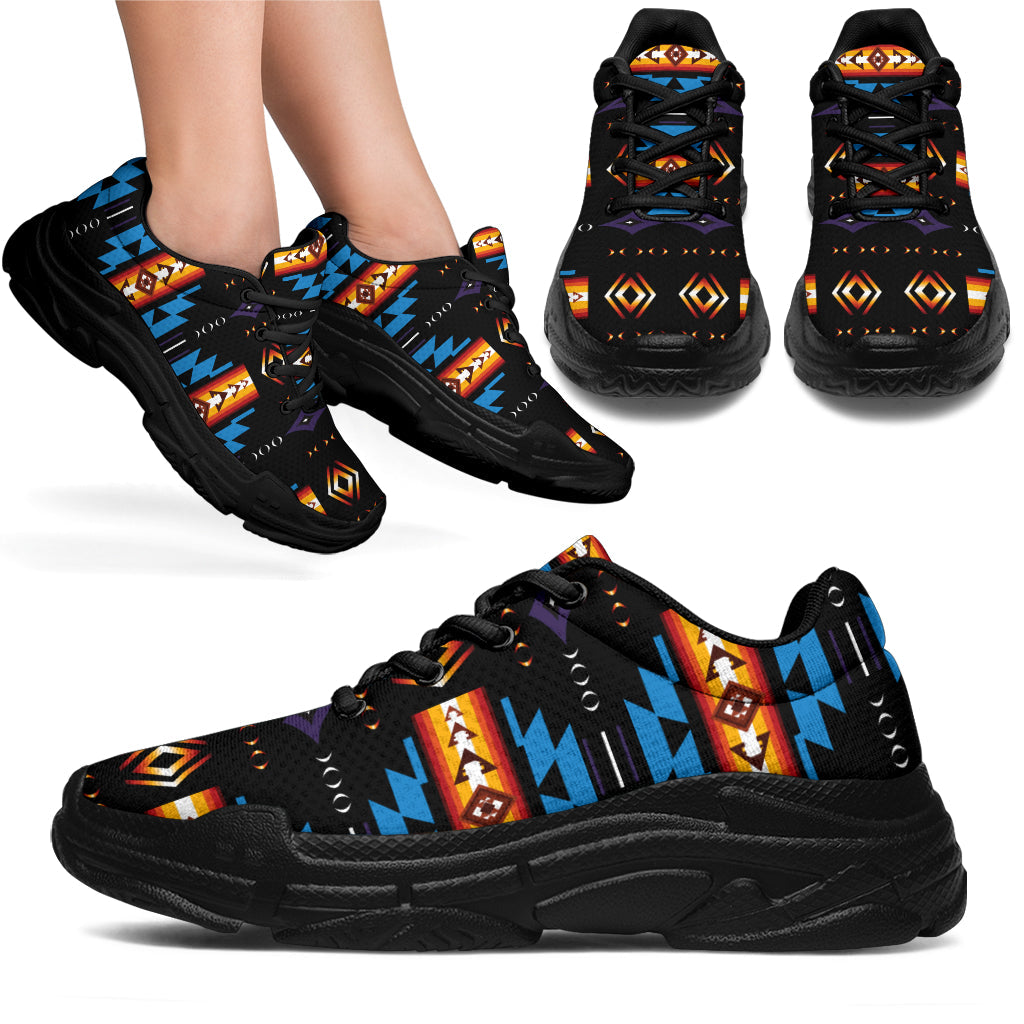 Native American Blue Pattern Chunky Sneakers LT10