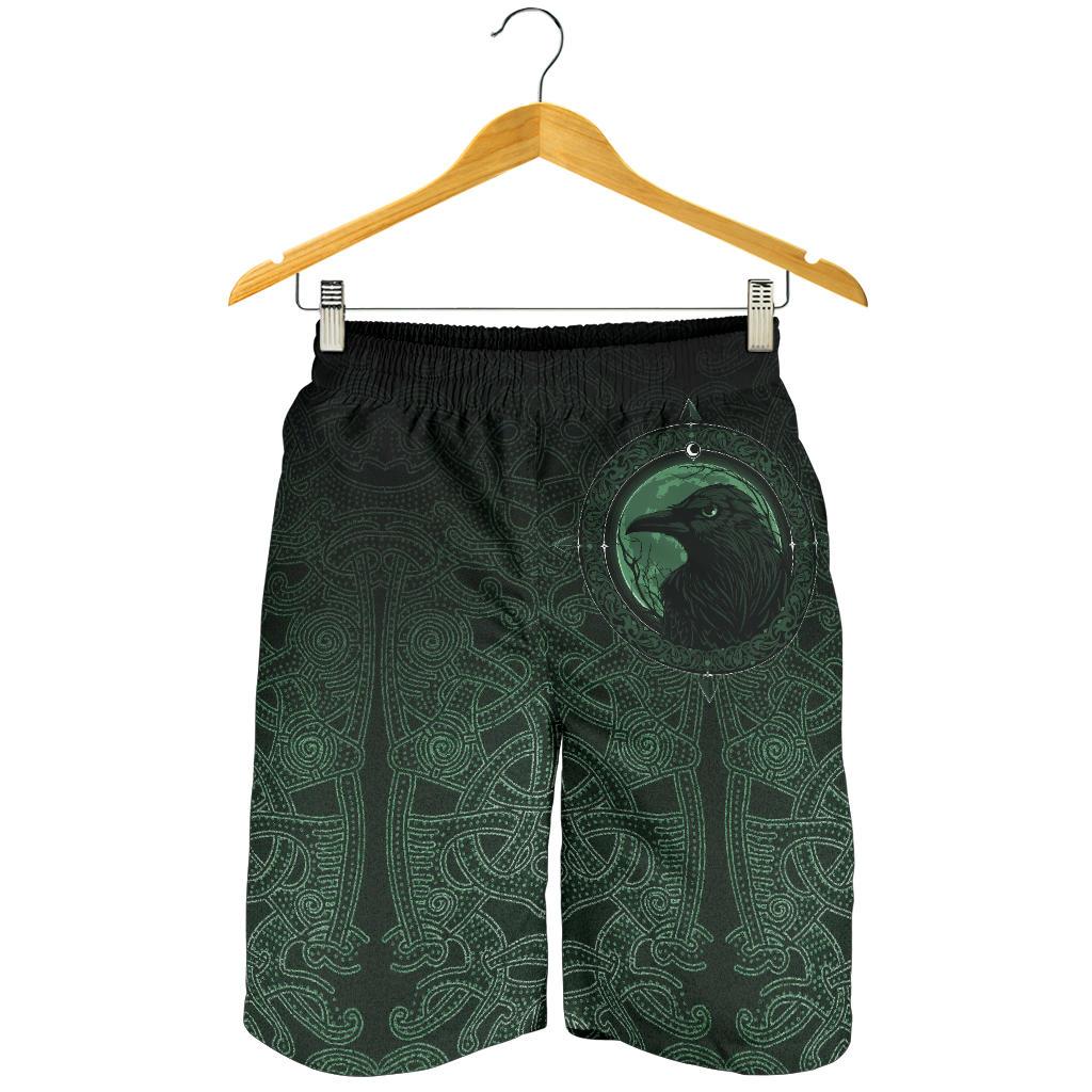 Viking Men's Shorts, Ethnic Odin Raven Green RLT12