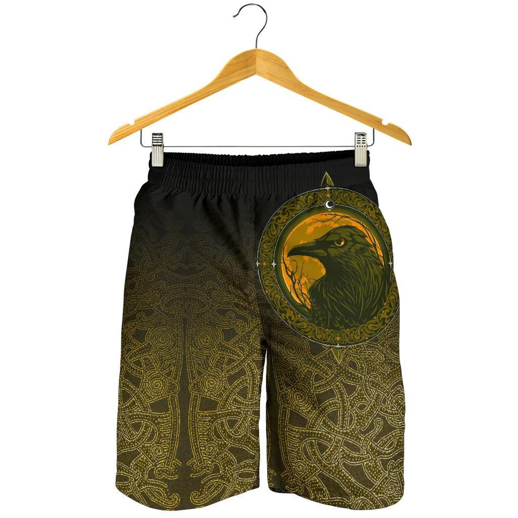 Viking Men's Shorts, Ethnic Odin Raven Gold RLT12