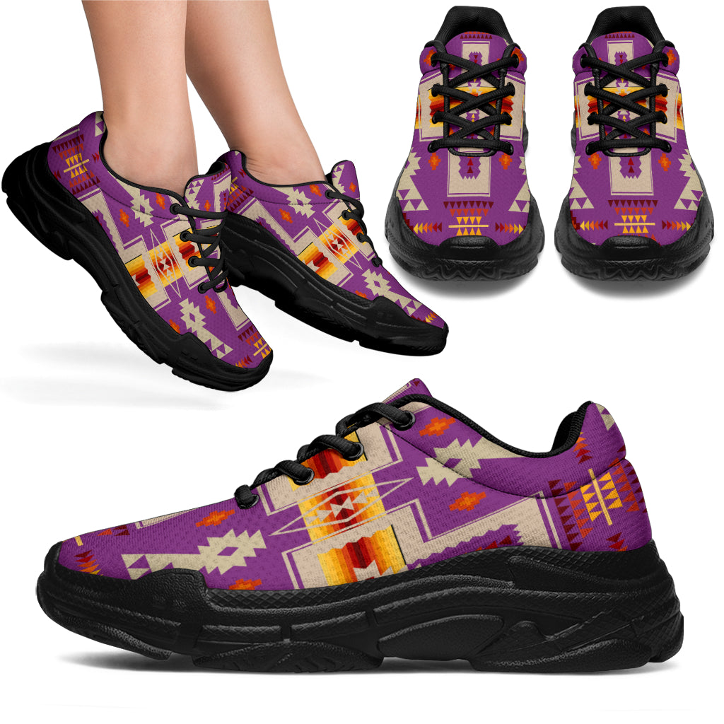 Native American Light Purple Tribe Design Chunky Sneakers LT10