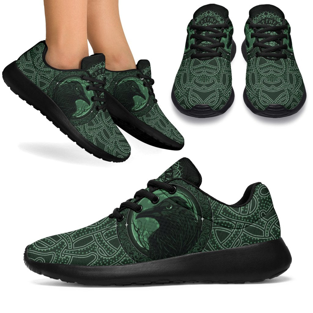 Viking Sporty Sneakers, Ethnic Odin Raven Green RLT12