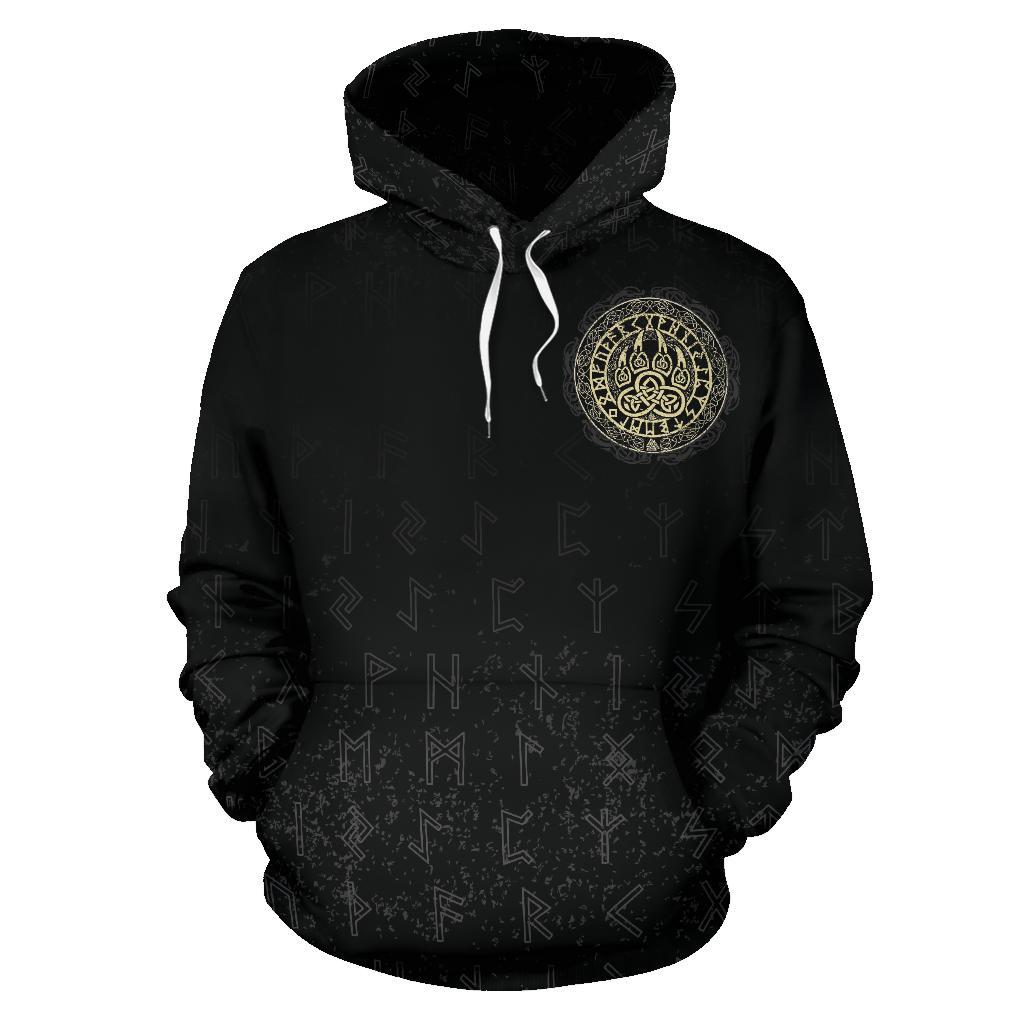 Viking Pullover Hoodie - Odin Wolf RLT12