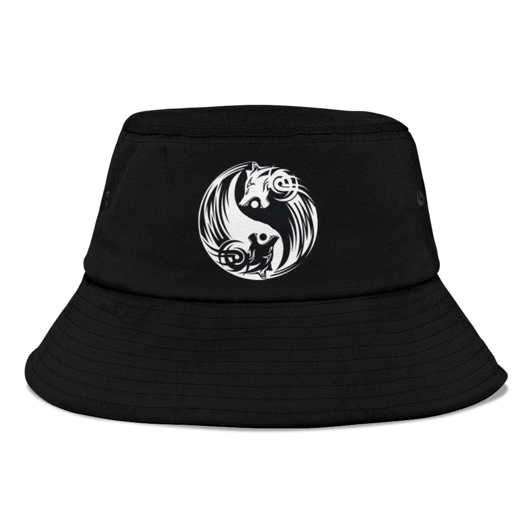 Viking Bomber Bucket Hat Ying Yang Wolf RLT12