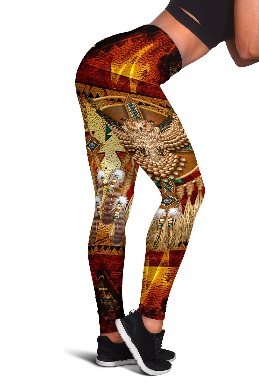 Golden Owl Dreamcatcher Native American Women's Leggings LT10