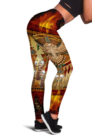 Golden Owl Dreamcatcher Native American Women's Leggings LT10