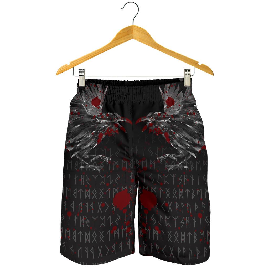 Viking Men's Shorts - The Raven Of Odin Rune Blood RLT12