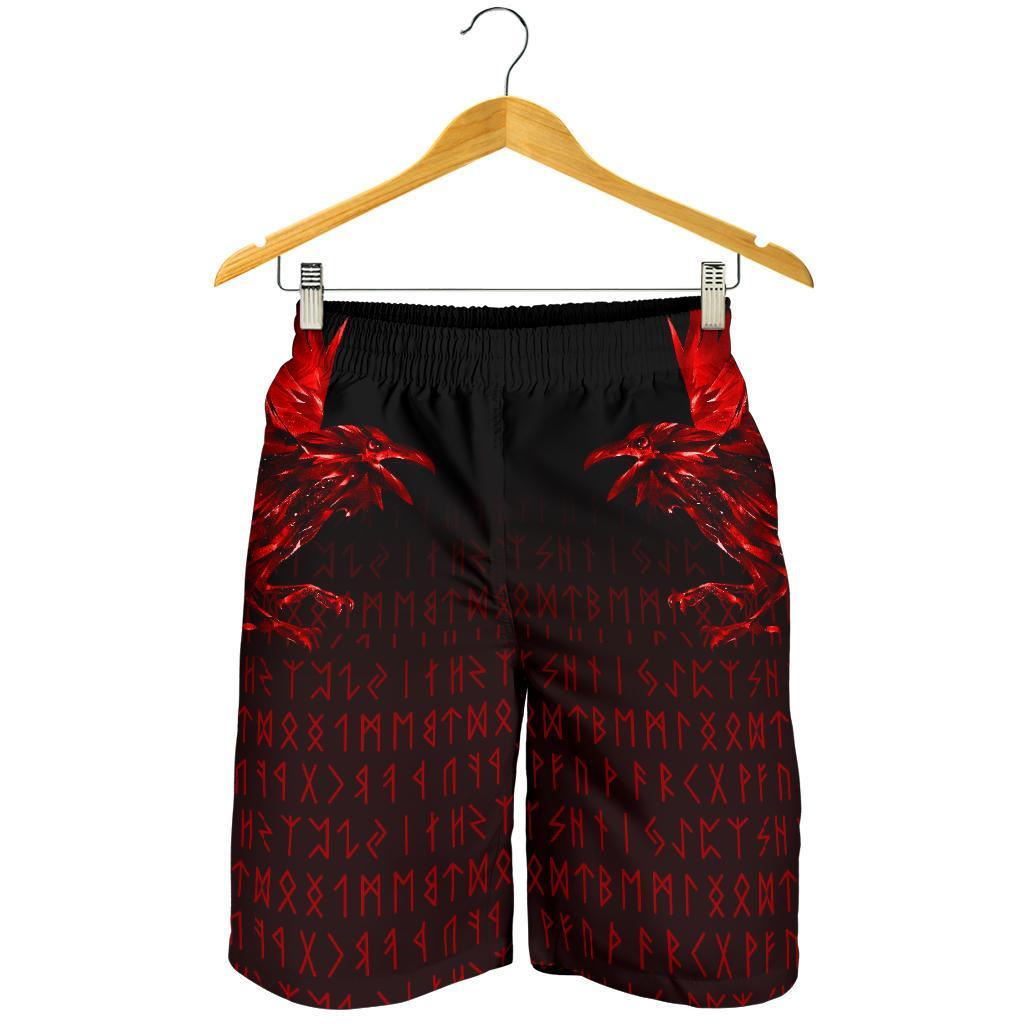 Viking Men's Shorts - The Raven Of Odin Rune, Red RLT12
