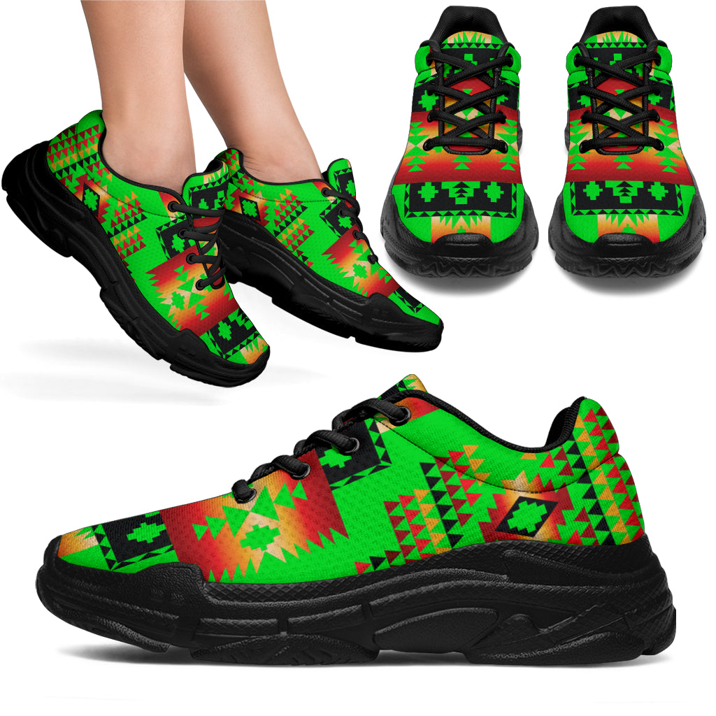 Green Neon Native Tribes Native American Chunky Sneakers LT10