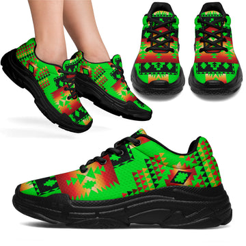 Green Neon Native Tribes Native American Chunky Sneakers LT10