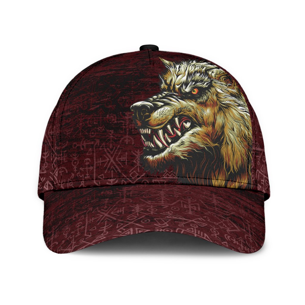 Viking Classic Cap Fenrir On The Blood Moon Background RLT12