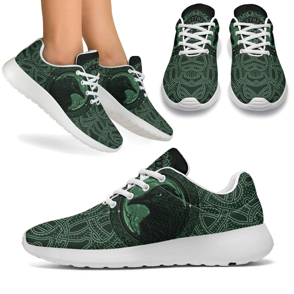 Viking Sporty Sneakers, Ethnic Odin Raven Green RLT12