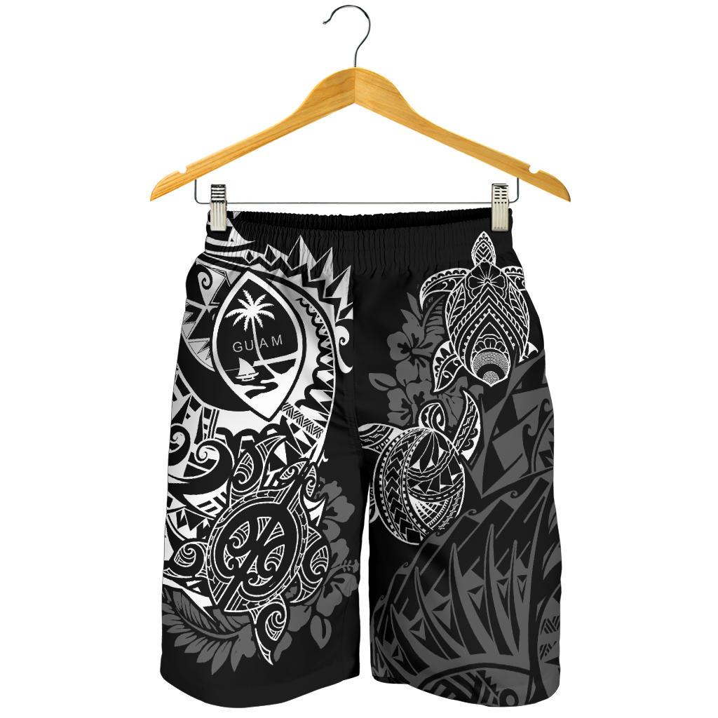 Guam Polynesian Shorts (Men) - White Turtle Flowing