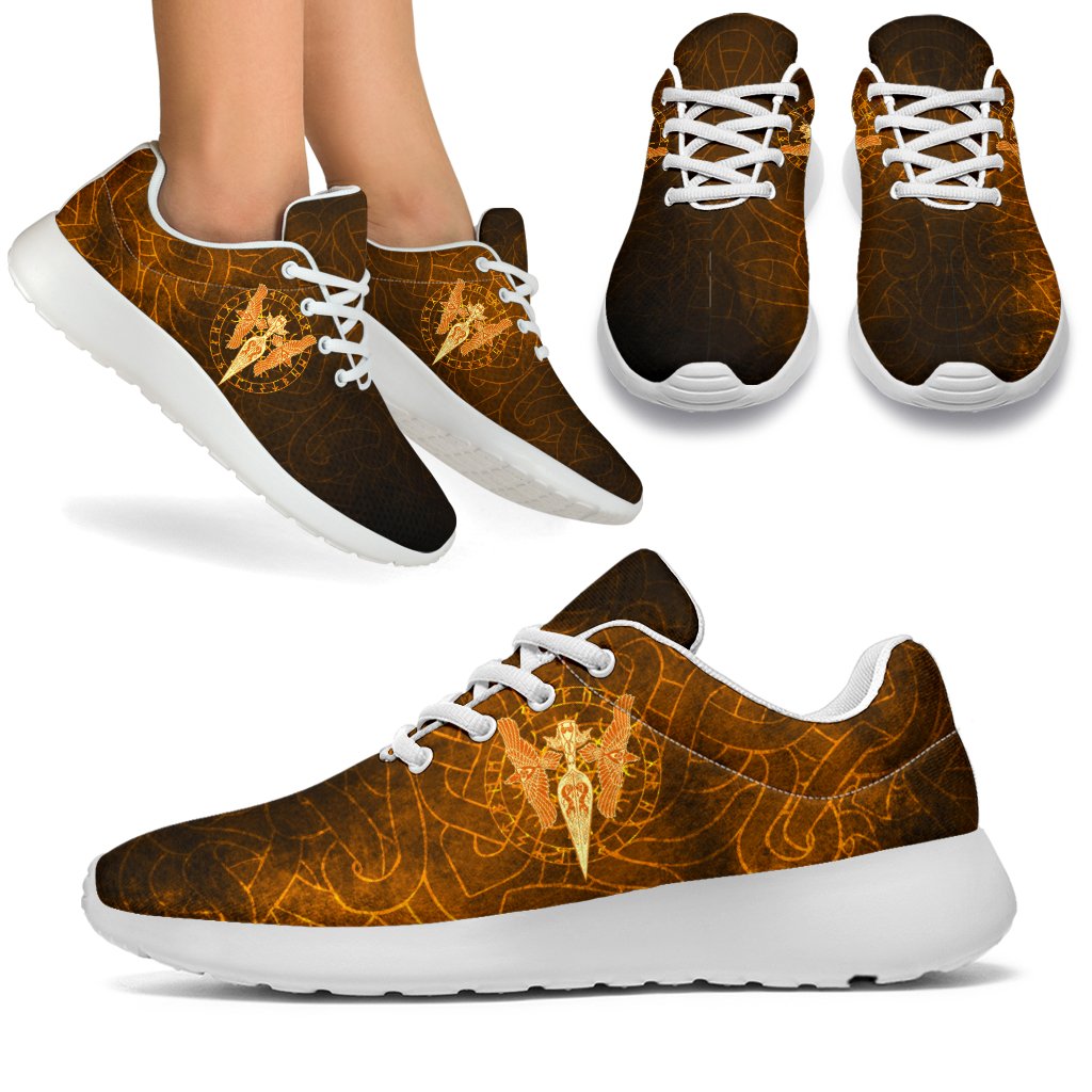 Viking Sport Sneakers Gold Spear Of The God Odin - Gungnir and Two Gold Ravens RLT12
