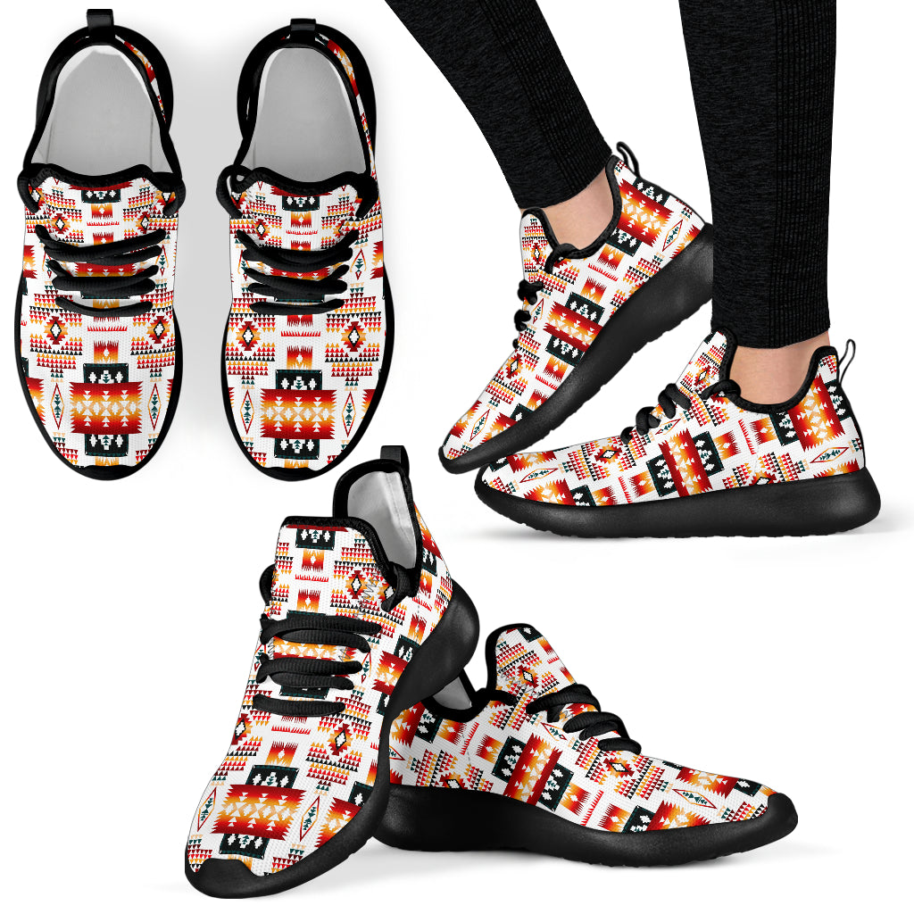 White Tribes Pattern Native American Mesh Knit Sneakers LT10