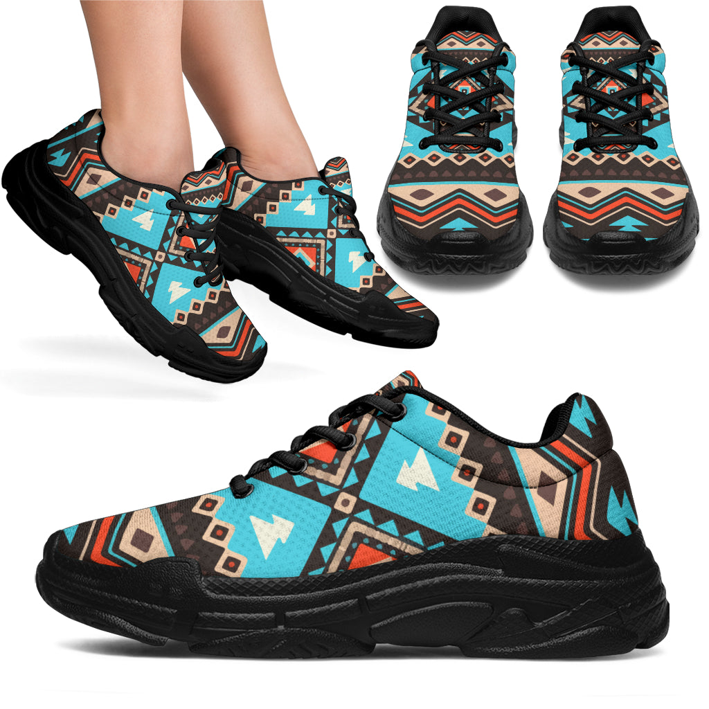 Native American Line Shapes Ethnic Pattern Chunky Sneakers LT10