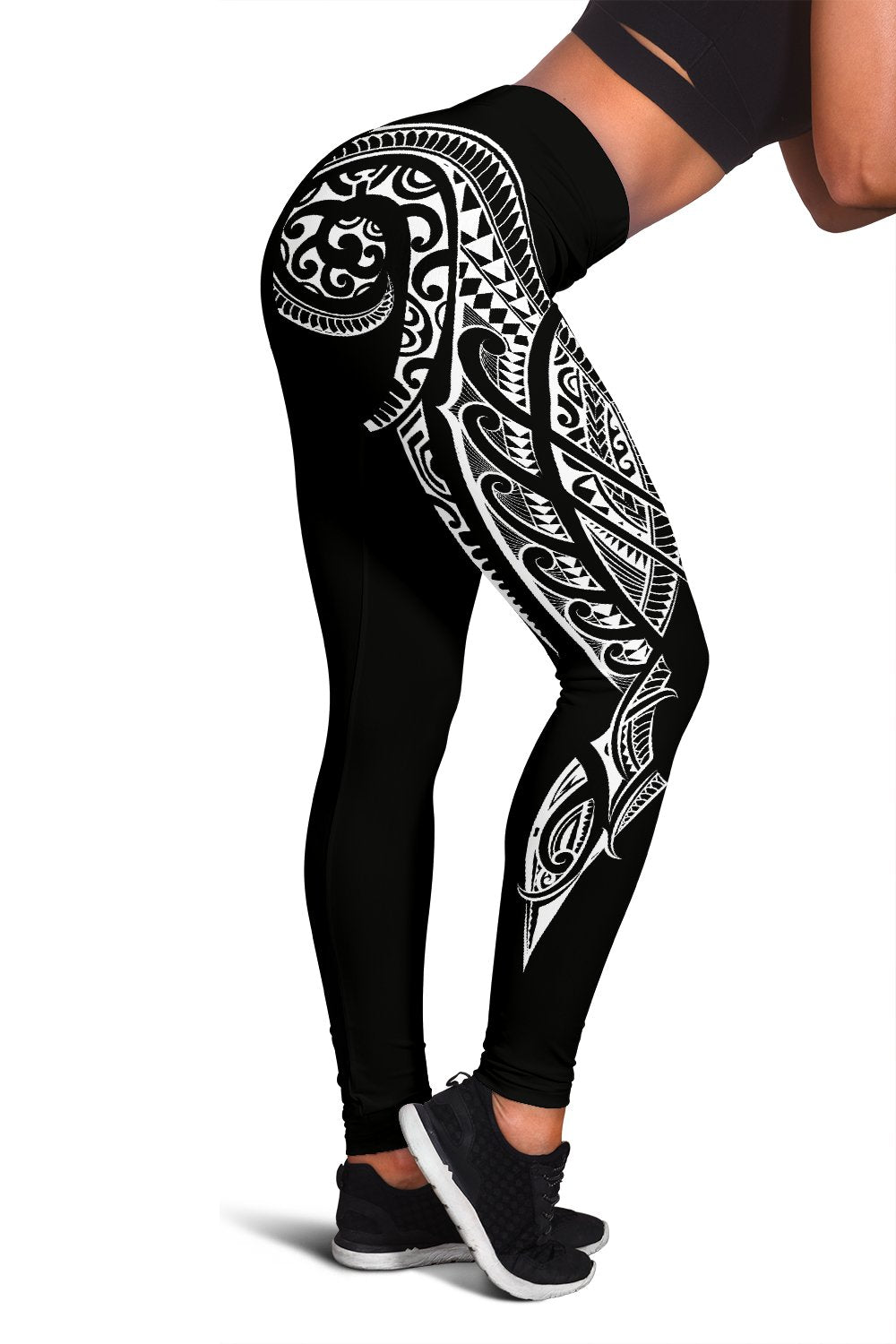 Cook Islands State Tattoo Swirly White Polynesian Women's Leggings