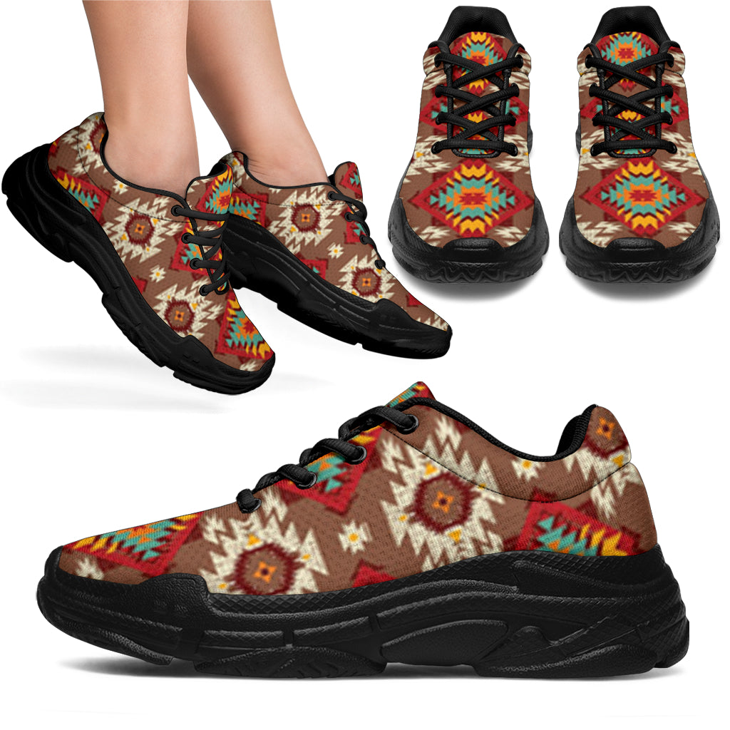 Native American Red Pattern Chunky Sneakers LT10