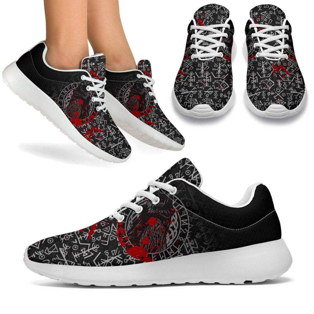 Viking Sporty Sneakers - Odin Raven Rune Futhark Blood RLT12