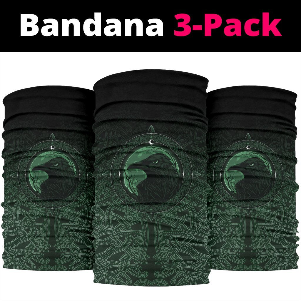 Viking Neck Gaiter 3 Pack, Ethnic Odin Raven Green RLT12